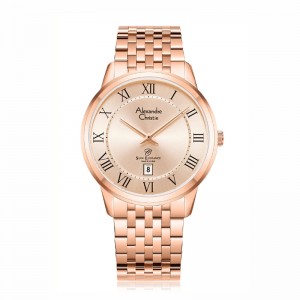 Alexandre Christie AC 8709 Full Rosegold Roman Man Slim Elegance Sapphire MDBRGLNRM